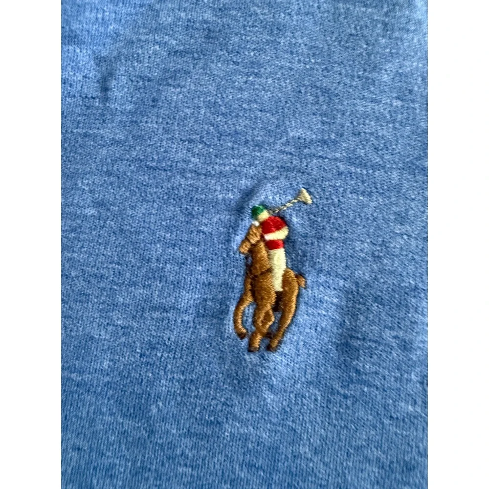 Polo Ralph Lauren Mens Long Sleeve Polo Shirt Blue Heather Classic Fit Small